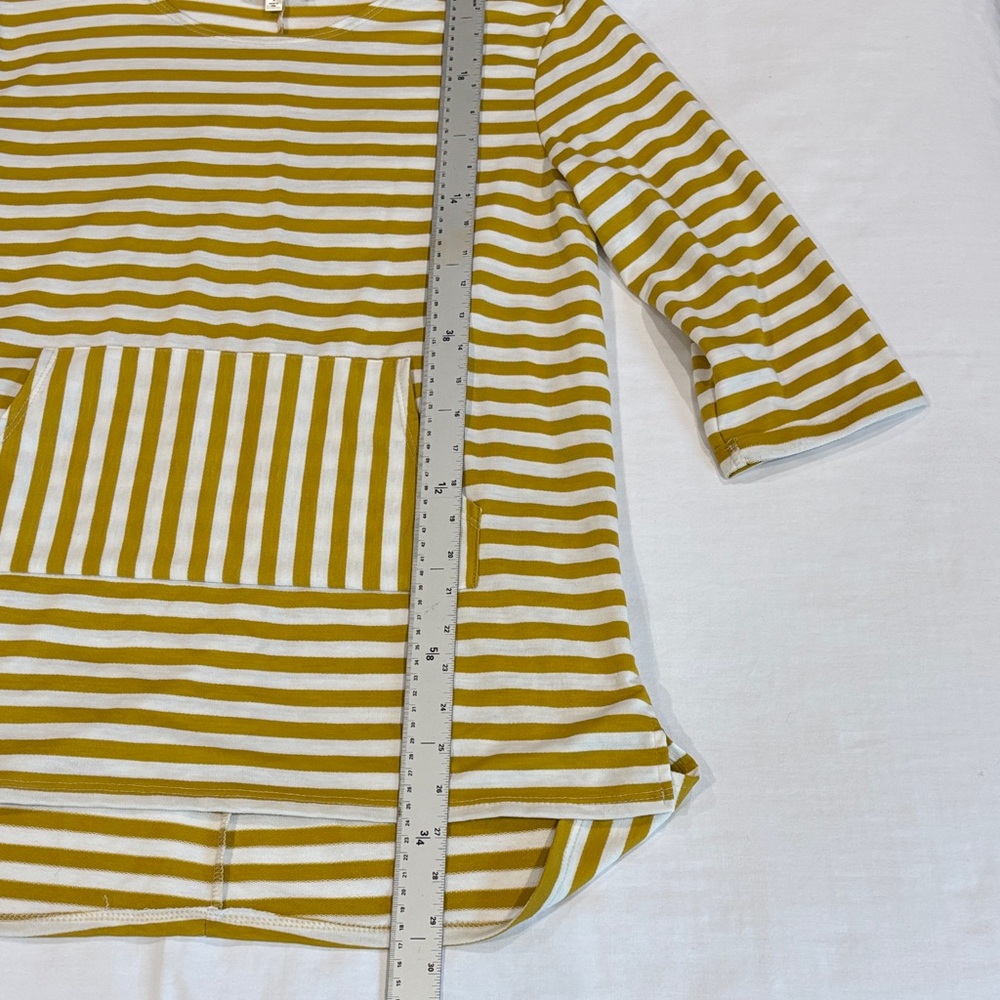 Striped Tunic Dress with Front Pocket in Mustard & White - Picture 5 of 9